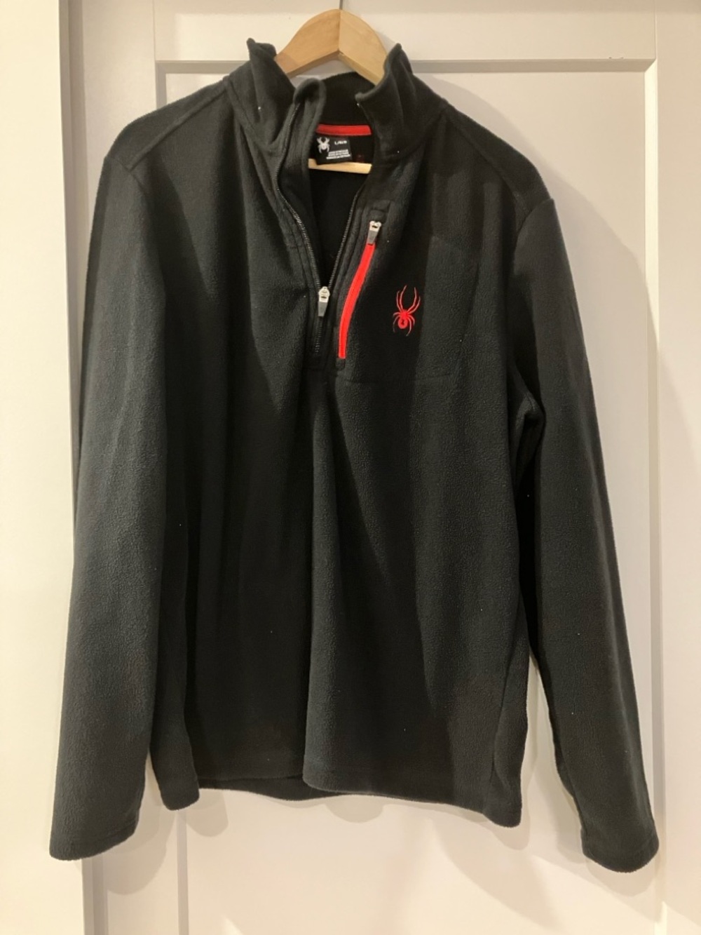 Spyder Black Fleece Quarter-Zip with Red Logo